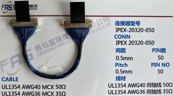 Cáp đồng trục 50 chân Awg36 Micro Coaxial TV 0.5mm LVDS