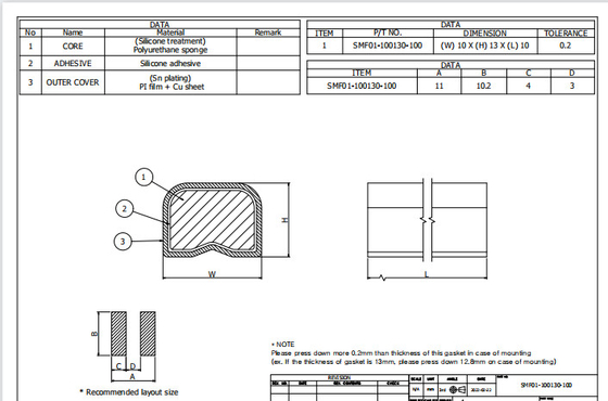 Tấm đệm mút EMI 10x13mm Mạ bảo vệ dẫn điện