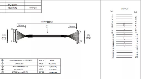 Cáp đồng trục Micro 50-15000mm, Cáp đồng trục mỏng 32awg cho màn hình LCD 15,6