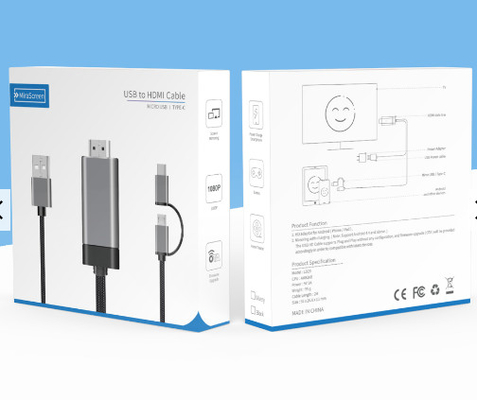 Cáp Micro Hdmi 2 trong 1 1080p Cáp nhôm Hdmi đến Usb C