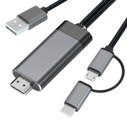 Cáp Micro Hdmi 2 trong 1 1080p Cáp nhôm Hdmi đến Usb C